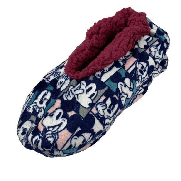 Disney women's size 5.5-7.5 Mikey Mouse Faux Sherpa Fuzzy Bubba Slipper socks - Picture 1 of 9